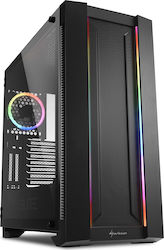 Sharkoon Elite Shark CA200M Гейминг Midi Tower Компютърна кутия със странично прозорче и RGB осветление Черно