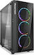 Powertech PT-743 Gaming Midi Tower Κουτί Υπολογιστή με Πλαϊνό Παράθυρο και RGB Φωτισμό Μαύρο