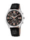 Festina Watch Chronograph Battery with Black Leather Strap