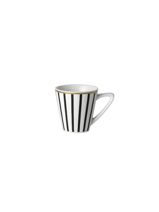 Dutch Rose Stripe Gold Φλιτζάνι Espresso από Πορσελάνη Λευκό 120ml