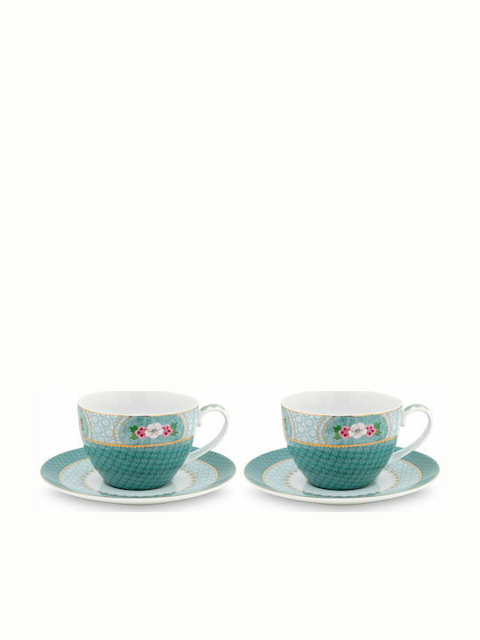 PiP Studio Blushing Birds Σετ Φλιτζάνια Cappuccino από Πορσελάνη Μπλε 280ml 2τμχ