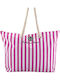 Maui & Sons Fabric Beach Bag Pink with Stripes