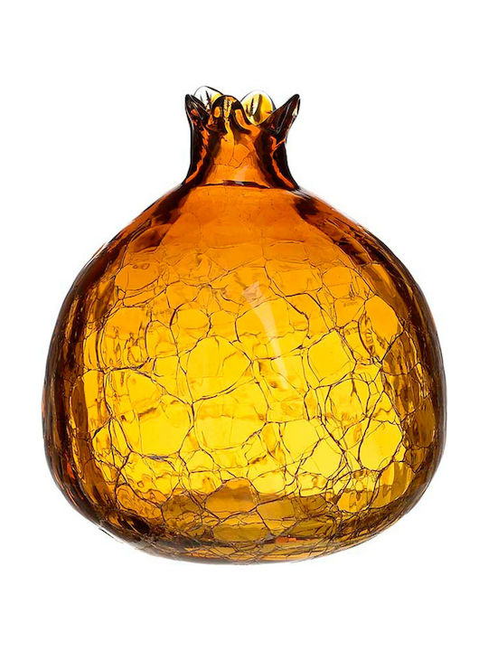 Inart Tischplatte Glücksbringer Granatapfel Gold aus Glas 11x11cm 1Stück