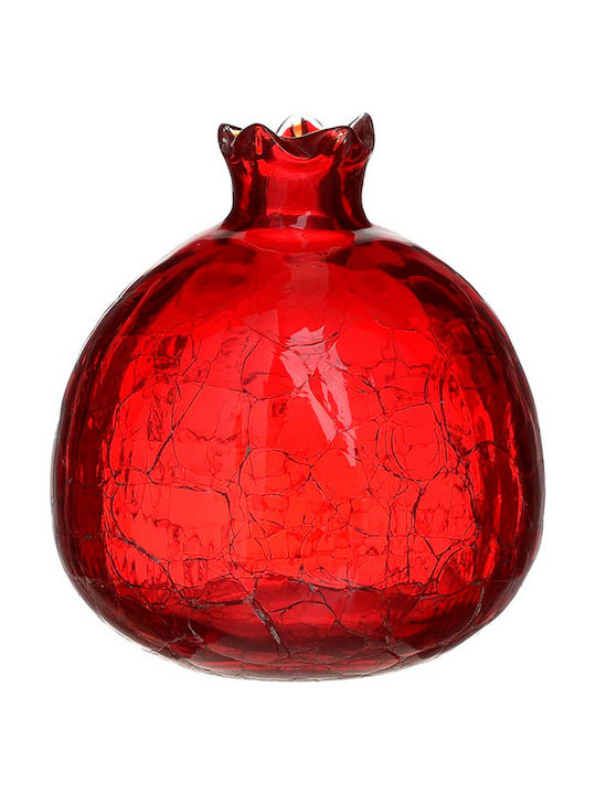 Inart Tabletop Lucky Charm Pomegranate Red made of Glass 11x11cm 1pcs