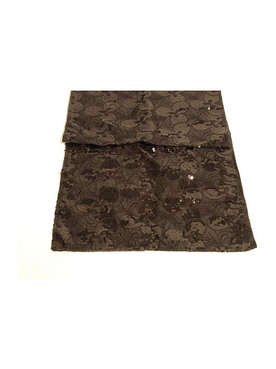 Zaros Runner Black Velvet-Black Metal 45x150cm