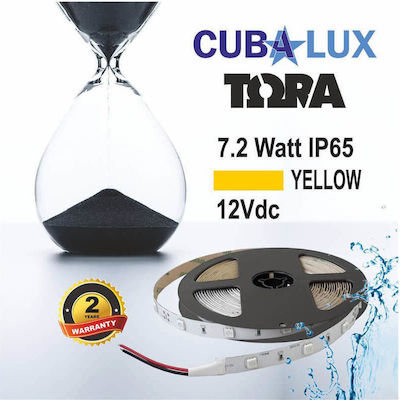 Cubalux Rezistentă la apă Bandă LED Alimentare 12V cu Lumină Galben Lungime 5m și 30 LED-uri pe Metru SMD5050