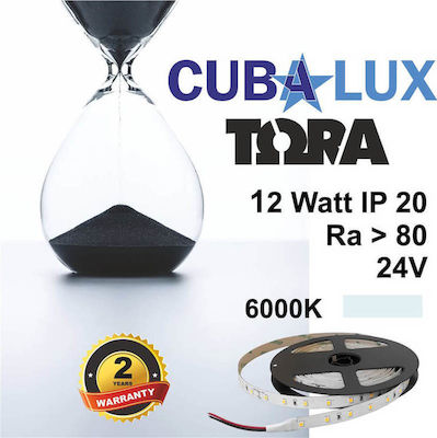 Cubalux Bandă LED Alimentare 24V cu Lumină Alb Rece Lungime 5m și 60 LED-uri pe Metru SMD2835