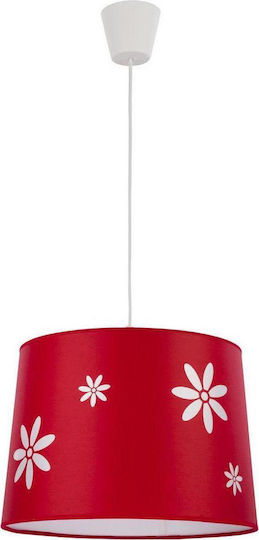 TK Lighting Flora Единична светлина Детска таванна лампа Окачен от Пластмаса 60W с Гнездо E27 Червен