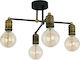 TK Lighting Retro Vintage Metall Deckenleuchte mit Fassung E27 Schwarz