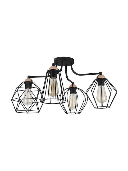 TK Lighting Galaxy Vintage Μεταλλική Πλαφονιέρα Οροφής με Ντουί E27 σε Μαύρο χρώμα 60cm