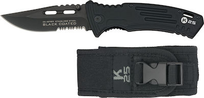 K25 Pocket Knife Black with Blade made of Stainless Steel in Sheath