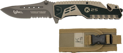 K25 Attraction 2 Pocket Knife Survival Beige with Blade made of Stainless Steel in Sheath