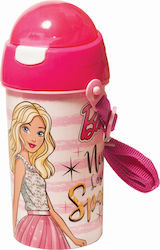 Gim Kids Plastic Water Bottle with Straw Flip Pop Up Pink 500ml