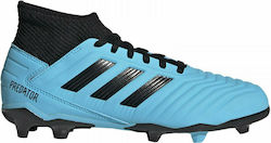Adidas Παιδικά Ποδοσφαιρικά Παπούτσια Ψηλά Predator 19.3 FG με Τάπες και Καλτσάκι Bright Cyan / Core Black / Solar Yellow