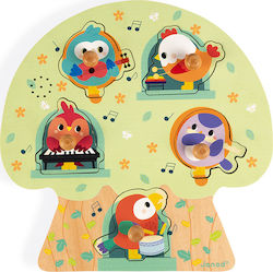 Wooden Kids Peg Puzzle Music Birds 5pcs Janod