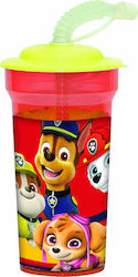 Gim Sticlă Pentru Copii Din Plastic Cu Pai Paw Patrol 450ml Portocalie