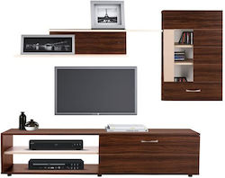 Amalfi Living Room TV Unit with Showcase Walnut L160xW35.5xH43cm