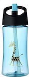 Carl Oscar Kids Plastic Water Bottle with Straw Light Blue 350ml