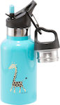 Carl Oscar Kids Stainless Steel Thermos Water Bottle with Straw Light Blue 350ml