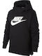 Nike Fleece Παιδικό Φούτερ με Κουκούλα και Τσέπες Μαύρο