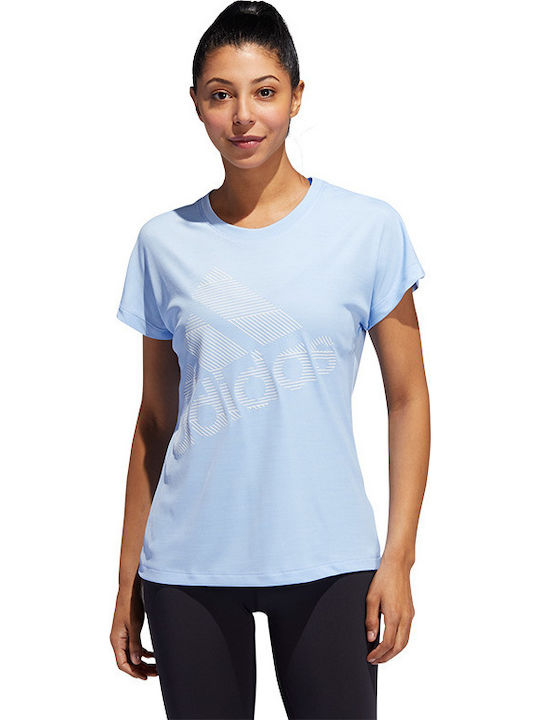 Adidas Badge Of Sport Women's Athletic T-shirt Fast Drying Polka Dot Ciel
