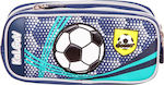 KalGav Soccer Pencil Case with 3 Compartments Blue