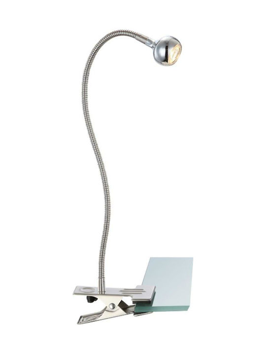 Globo Lighting Serpent LED Office Lamp with Flexible Arm and Clip in Silver Color