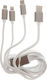 Omega Braided USB to Lightning / Type-C / micro USB Cable Κίτρινο 1.2m (OUFBB3IN1BOXS)