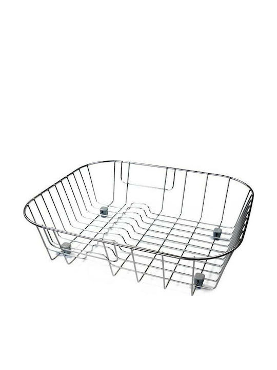 Pyramis Monoblock Over Sink Dish Draining Rack from Stainless Steel in Silver Color 38.5x32.5x9.5cm
