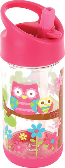 Stephen Joseph Flip Top Kids Water Bottle Plastic with Straw Pink 355ml