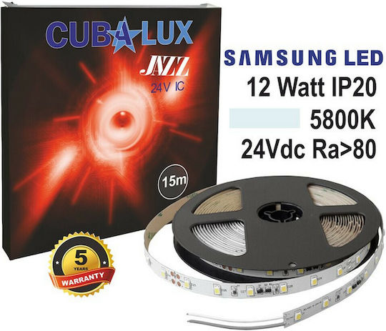 Cubalux Ταινία LED 24V Ψυχρό Λευκό Φως 15m Τύπου SMD2835