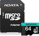 Adata Premier Pro microSDXC 64GB Class 10 U3 V30 A2 UHS-I με αντάπτορα