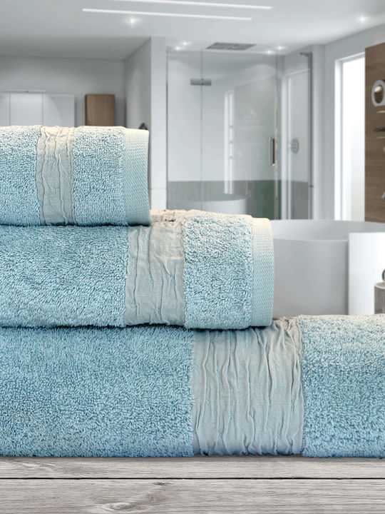 Lino Home Facecloth Renata 50x100cm Aqua Weight...