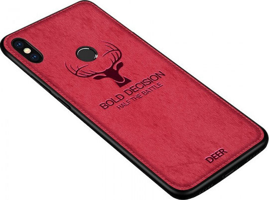Deer Cloth Задна корица Изкуствена кожа Червен (Xiaomi Mi 8 Lite)
