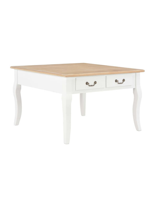 Square Wooden Coffee Table White L80xW80xH50cm