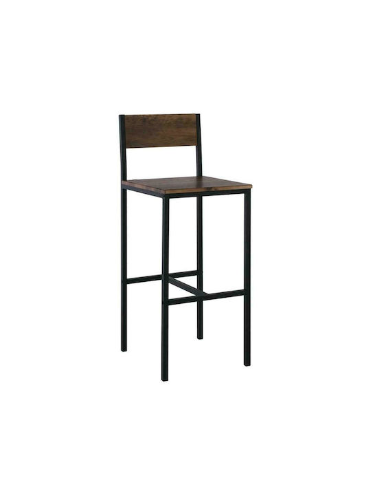 Hocker Bar mit Rückenlehne Metallisch Stab Anthracite / Antique Brown 4Stück 39x42x67cm