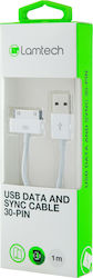 Lamtech USB to 30-Pin Cable Λευκό 1m (LAM050219)