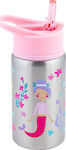 Stephen Joseph Kids Stainless Steel Water Bottle with Straw Pink 532ml