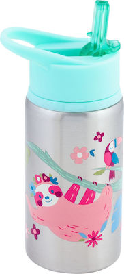 Stephen Joseph Kids Stainless Steel Water Bottle with Straw Light Blue 532ml