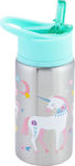 Stephen Joseph Kids Stainless Steel Water Bottle with Straw Light Blue 532ml