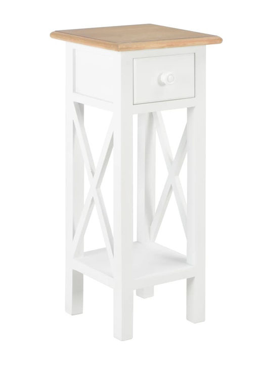 Square Solid Wood Side Table White L27xW27xH65.5cm