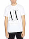 Armani Exchange T-shirt Bărbătesc cu Mânecă Scurtă Alb