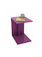 C-Shape Rectangular Wooden Side Table with Wheels Purple L35xW45xH60cm