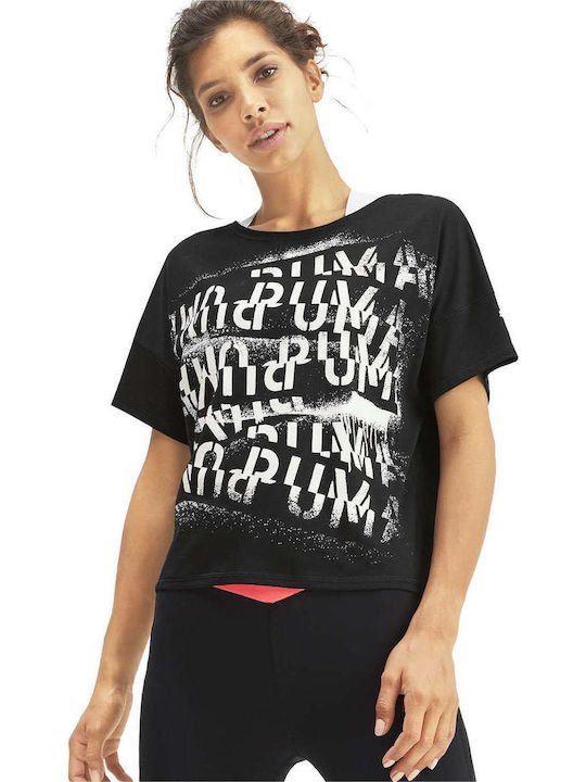 Puma HIT Feel It Tee Women's Athletic T-shirt Fast Drying Polka Dot Black