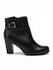 Marco Tozzi Leather Women's Ankle Boots with Fur Black