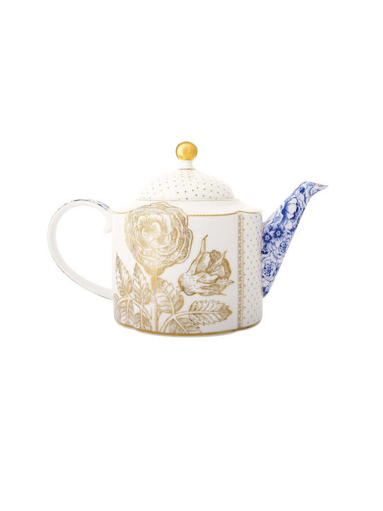 PiP Studio Royal White Τσαγιέρα Πορσελάνης Πολύχρωμη 900ml