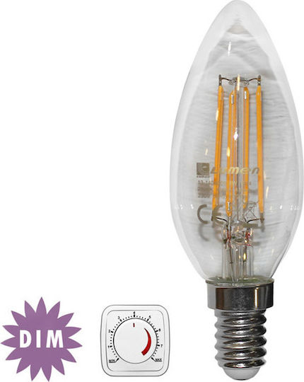 Adeleq Λάμπα LED 6W για Ντουί E14 και Σχήμα C35 Ψυχρό Λευκό 720lm Dimmable