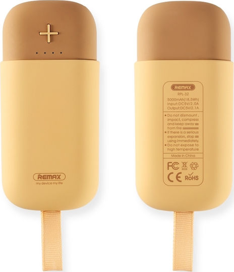 Remax Camaroon RPL-32 Power Bank 5000mAh 60W cu 2 Porturi USB-A Portocaliu
