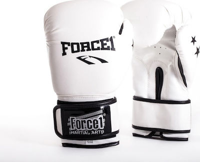 Force1 F-1020 Leather Boxing Competition Gloves White