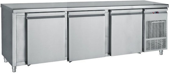 Bambas Frost Английски превод: Stainless Steel Refrigerator Counter 620лт with 3 Doors and Cooling Machine 0/+10°C L216xW70xH85см PM7 216